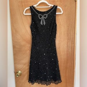 Vintage Beaded Backless Mini Dress
